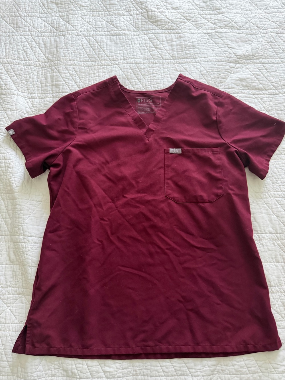 FIGS V-Neck Scrub Top - Burgundy
